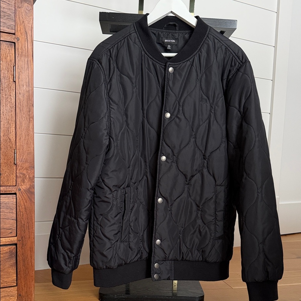 Brixton Black Quilted Snap-Front Bomber Jacket